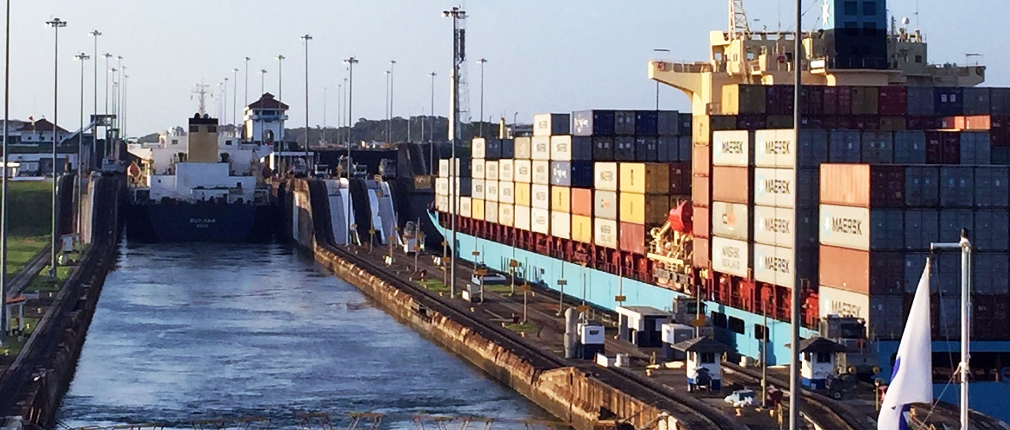 Boat with freight on the Panama Canal