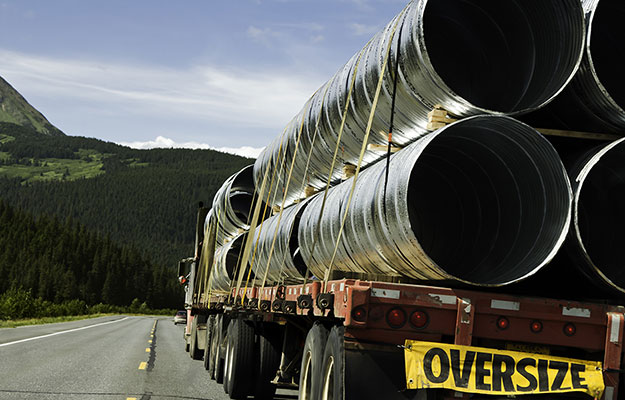 Oversized load being driven